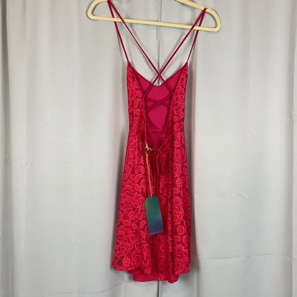 NWT Show Me Your Mumu Pink Lace Tie Back Dress Size XS - Picture 5 of 8